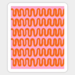 Squiggly Linear Pattern in Pink and Orange Stripes Sticker